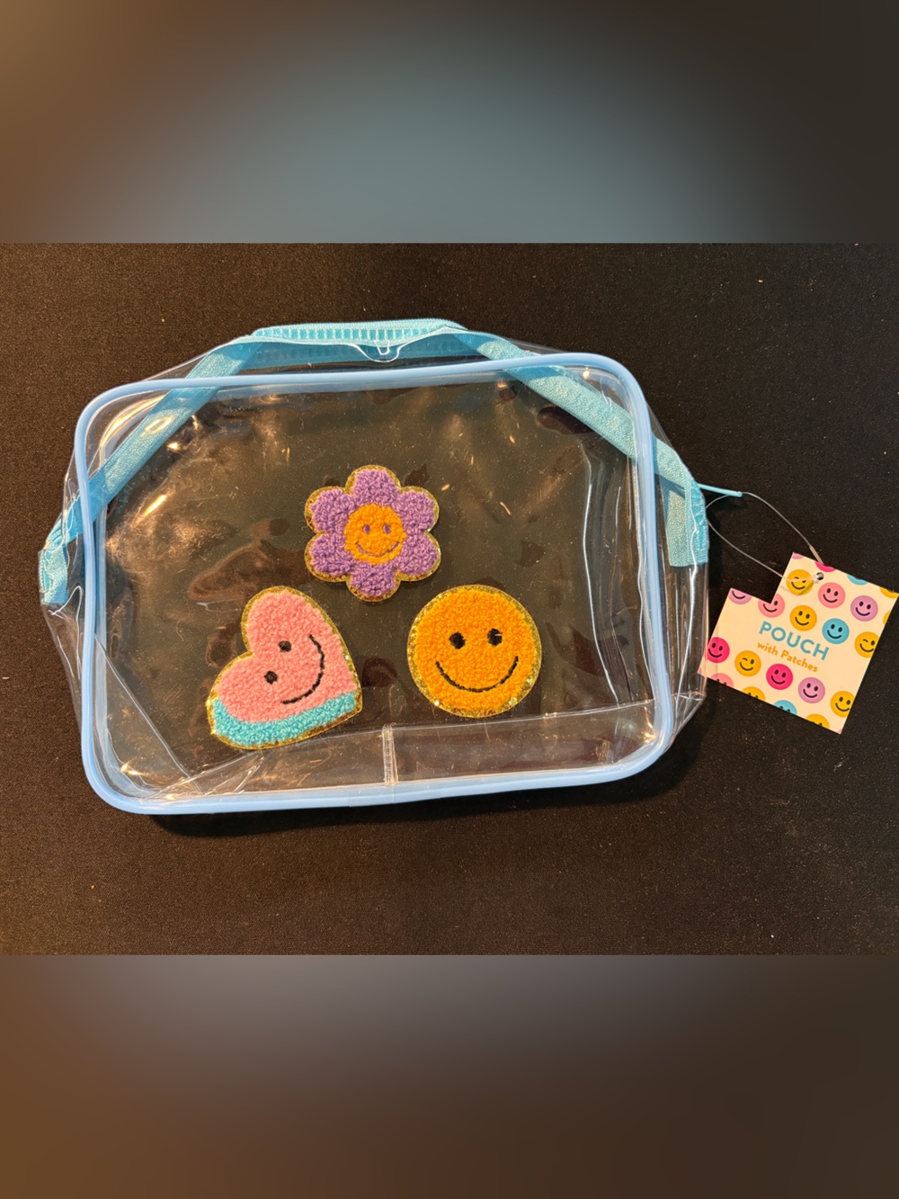 Kids Clear with Blue Trim and Smiley Patches